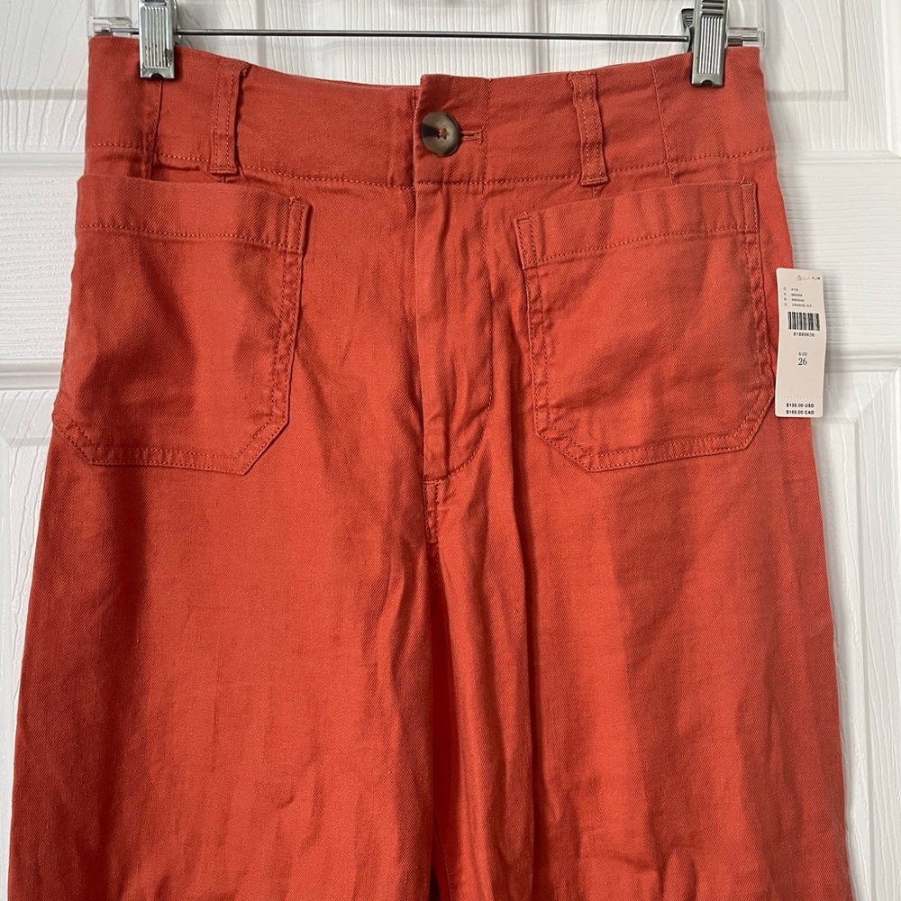 Anthropologie Maeve Colette Linen Blend Wide Leg Crop Pant Size 26 - Picture 4 of 8